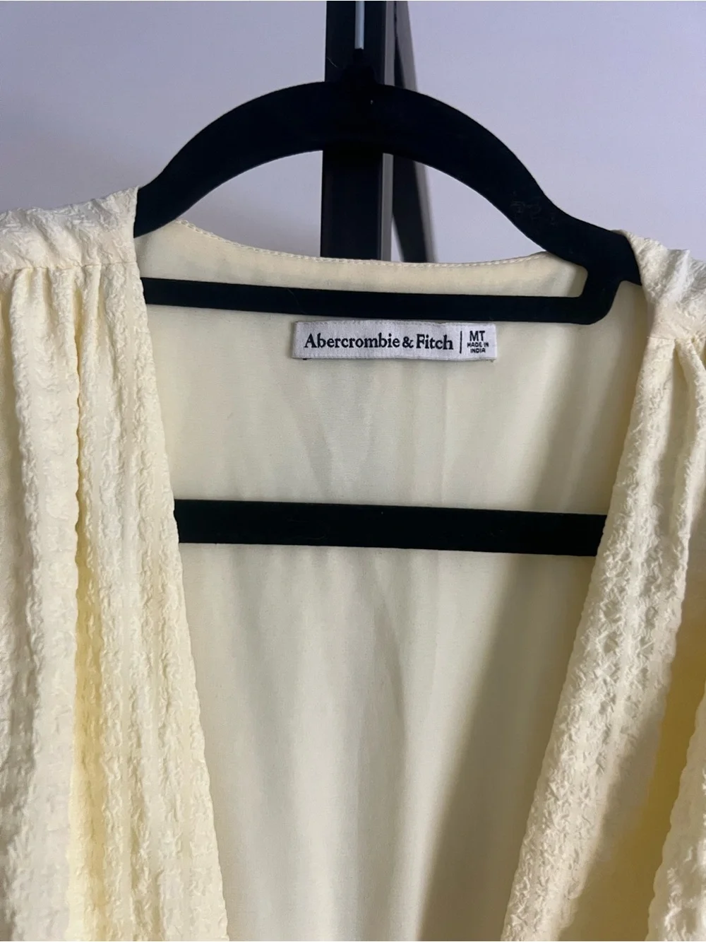Abercrombie & Fitch Pale Yellow Maxi Dress with Front Tie